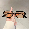 Trendy Women Double Beam Sunglasses Square Summer Sun Shades for Travelling Hiking UV Protection Driving Design Sun Glasses
