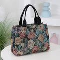 Casual Floral Print Women's Tote Bag Thickened Large Capacity Lunch Bag Zipper Canvas Jacquard Handbag
