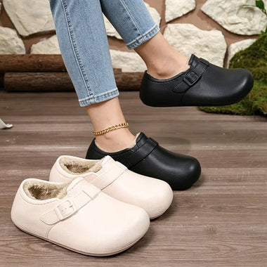 Slippers Women Plus Size Winter 2026 Warm Plush Light Weight EVA Mules  Waterproof Casual Shoes Woman Outdoor Soft PU Flat Clogs