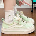 10 Styles Women's Kawaii Ribbon Thick Heel Breathable White Sneakers Casual Running Shell Shoes Chunky Y2K Dad Style for Spring