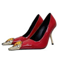 Women's Fashion Gemstone Metal Pointed Shallow Mouth Set Foot Anti-slip Wear-resistant High Heels Spring New Stiletto Shoes
