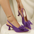 2026 New Bow Decor Pointed Toe Women's High Heels Summer Fashion Solid Closed Toe Stiletto Shoes for Women Women's Heeled Mules