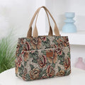 Casual Floral Print Women's Tote Bag Thickened Large Capacity Lunch Bag Zipper Canvas Jacquard Handbag