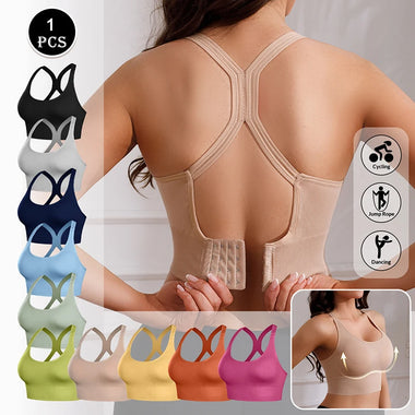 Sports Bra Gathered Shock-absorbing Running Strapless Beautiful Back No Steel Ring Yoga Bra Vest for Women