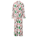 HEZIOWYUN Satin Silk Christmas Pajamas Set for Women Cute Santa Claus Pjs Button Up Shirt + Long Pants 2 Piece Xmas Jammies