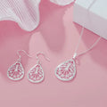 925 Sterling Silver Beautiful Water Drop Pattern Pendant Necklaces Earrings Jewelry Sets For Women Fashion Party Wedding Gifts