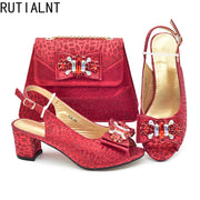 Party Women Shoe and Bag Nigerian Shoes and Bags To Match Shoe and Bag Set for Party in Women Italian Wedding Rhinestones Elegant Peep Toe Sandals