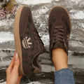 Women's 2026 Fall Women's Fashion Suede Sneakers with Double Buckle Metal Details Lightweight Breathable Comfortable Casual Flats