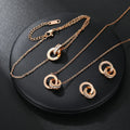 Women's Classic Stainless Steel Roman Numerals Necklace Bracelet Earrings Set - Versatile Simple Daily Jewelry