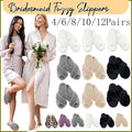 4-12Sets Fuzzy Slippers Bridesmaid Slippers Wedding Women Houes Shoes Bachelorette Party Favors Gift Open Toe Soft Warm Fuzzy