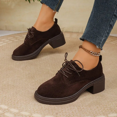 Women's Shoes Strappy Block Heel Single Shoes Fashion Round Toe Deep Mouth Non-Slip Low Top Women's Shoes