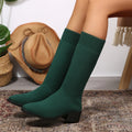 2026 New Winter Stretch Sock Boots Knee-high Boots Women's Thick Bottom Slim High Heel Large Size Round Toe Women's Boots