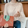 New Fashion Office Lady Mesh Lace Blouse Women Long Sleeve Elegant Women's Shirts Loose Bottoming Tops Woman Clothes 8325