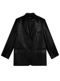 New Spring Autumn Women Elegant PU Leather Blazers Office Long Sleeve Jacket Blazer Slim Fit Lapel Flap Chic Women's Clothing