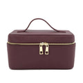 Makeup Bag Cosmetic Ladies Saffiano Split Leather Travel Toiletry Case Bag Portable Hanging Makeup Organizer Box Dopp Kit Cosmetic Bag For Women