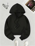 Street Style Solid Color Autumn Winter Cropped Sweatshirt Crop Top Hoodie Y2k Sweatshirts Fashion Casual Style Clothes