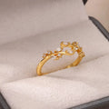 Women Stainless Steel Rings For Luxury Zircon Geometric Rings For Women Stainless Steel Gold Color Open Ring Trendy Wedding Party Aesthetic Jewerly Gift Femme