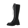 New Split Leather Platform Wedges Women Boots Round Toe Lamb Hair Short Boots for Women High Heels Winter Knee-high Boots Women