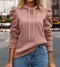 2024 Autumn Winter New Polo Hoodie Solid Color Long Sleeve Fashion Stacked Sleeve Casual Comfortable Women's Hoodie