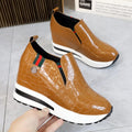 Wegde Heel Shoes for Women Height Increasing Sneakers Slip on Loafers Women Platform Sneakers Women PU Leather Casual Shoes