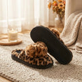 Leopard Color Indoor Fluffy Slippers For Women Winter House Shoes Warm Plush Cute Love Style Big Size Girls Home Cotton Slipper