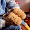 Slippers ZUOFU Unisex Cute Croissant Plush Slippers Autumn Winter Non-Slip TRP Fluffy Indoor Cotton Slippers Open & Closed Back Available
