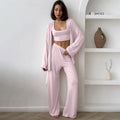 Chic Summer Homewear Sleepwear Knitted Milk Silk Fungus Edge Pajamas Three-piece Soft Skin-friendly Loungewear Women's 2026 Y2K