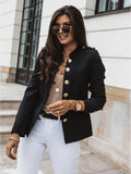Women's Long Sleeve Slim Fit Blazer, Button Front Short Suit Jacket Office Casual Coat