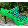 Handmade Diamond Inlaid Green Pumps High Heels Sandals Snake Shaped Slim Heels Pointed Sexy Women's Shoes Bride's Sandales