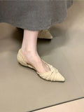 French Retro Twisted Knot Pointed Toe Flats, Soft Suede Slip-on Lazy Shoes, Comfortable Commuter Ballet Flats for Women