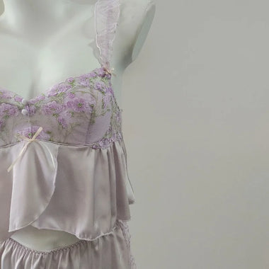 French Court Ice Silk Suspender Sleep Tops & Shorts Pajamas with Chest Pads Sexy Soft Thin Lace Embroidery Home Clothes Set