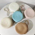 Women Minimalist Round Straw Crossbody Shoulder Vacation Handbag