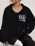 Women'S Comfort Fleece Lined Hoodie with NANA Print - Zip Up Sweatshirt Jacket, Long Sleeve, Front Pocket