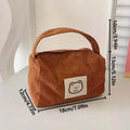 Plush Cosmetic Bags for Women Cute Soft Handbag Summer Fashion Large Capacity Trendy Storage Bag with Handle for Daily & Travel