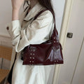 Women Handbag Luxury Women Underarm Bags Handbag Purses New In Vintage PU Leather Rivet Decoration Shoulder Crossbody Bag Gifts