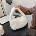 Fashion Leopard Print Shoulder Bag Solid Color Zipper Underarm Handbag Soft Faux Fur Casual Tote Bag Casual Wear