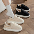 Waterproof Winter Slippers For Women Men Thick Sole Plush Warm Indoor Home Shoes Non-Slip Fur Lined Couple's Furry Slides
