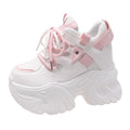 10.5CM Women Platform Sneakers Lace-up Autumn Sports Dad Shoes High Top Chunky Casual Shoes Woman Thick Bottom Mesh White Shoes