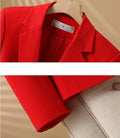 New Fall Collection: Women's Red Long-sleeve Blazer, A Business-casual, Slim-fit Jacket Available in Black or White.