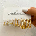 Fashion Geometric Hoop Earrings Set for Women Vintage Bohemian Pearl Gold Color Round Earring Punk Daily Wear Jewelry Gifts 2025