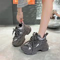 Luxury Rhinestone Casual Women's Chunky Sneakers Comfort Soft Soled Loafers 2026 Fashion Solid Splicing Women Shoes Кеды Женские