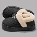 Pu Leather Waterproof Thick Bottom Plush Slippers Women Warm Anti Slip Platform Cotton Padded Shoes Soft Sole Fluffy Snow Boots
