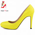 Women Platform Pumps PU Leather Concise Work Lady Shoes Spring Autumn Female Party Dress High Heels Black Red 11CM Stiletto Shoe