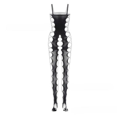 Plus Size Women's Sexy Sheer Leather Lingerie Corset Bodysuit Sleepwear Nightwear Body Stocking for Women