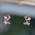 925 Sterling Silver Zircons Butterfly Stud Earrings For Women Wedding Fashion Party Jewelry Gift Wholesale
