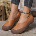 Top-Grain Soft Leather & Soft Sole, Anti-Slip & Wear-Resistant, Comfortable Flat Shallow Mouth Retro Casual Shoes