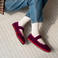Solid Color Velvet Mary Janes Shoes for Women Spring Autumn Casual Streetwear Ballet Flats Buckle Strap Ladies Shoes Footwear