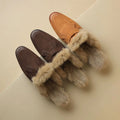 Women's Flat Slippers 2026 Autumn Winter Fashion Outdoor Warm Non Slip Plush Shoes Lightweight Comfortable Casual Half Slippers