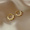 2PCS/Set Fashion Gold Color Hoop Earrings for Women Korean Design Crystal Pearl Dangle Earring Jewelry Pendientes De Mujer