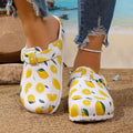 Fashion Women's Lemon Print Slip-On Shoes Adjustable Double Buckle Comfortable Thick Sole Durable Home Garden Streetwear